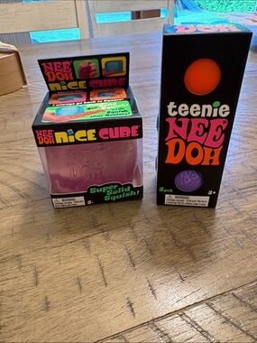 Teenie Nee Doh & Nee DSquish Toys - blue/Orange/Purple and purple nice cube